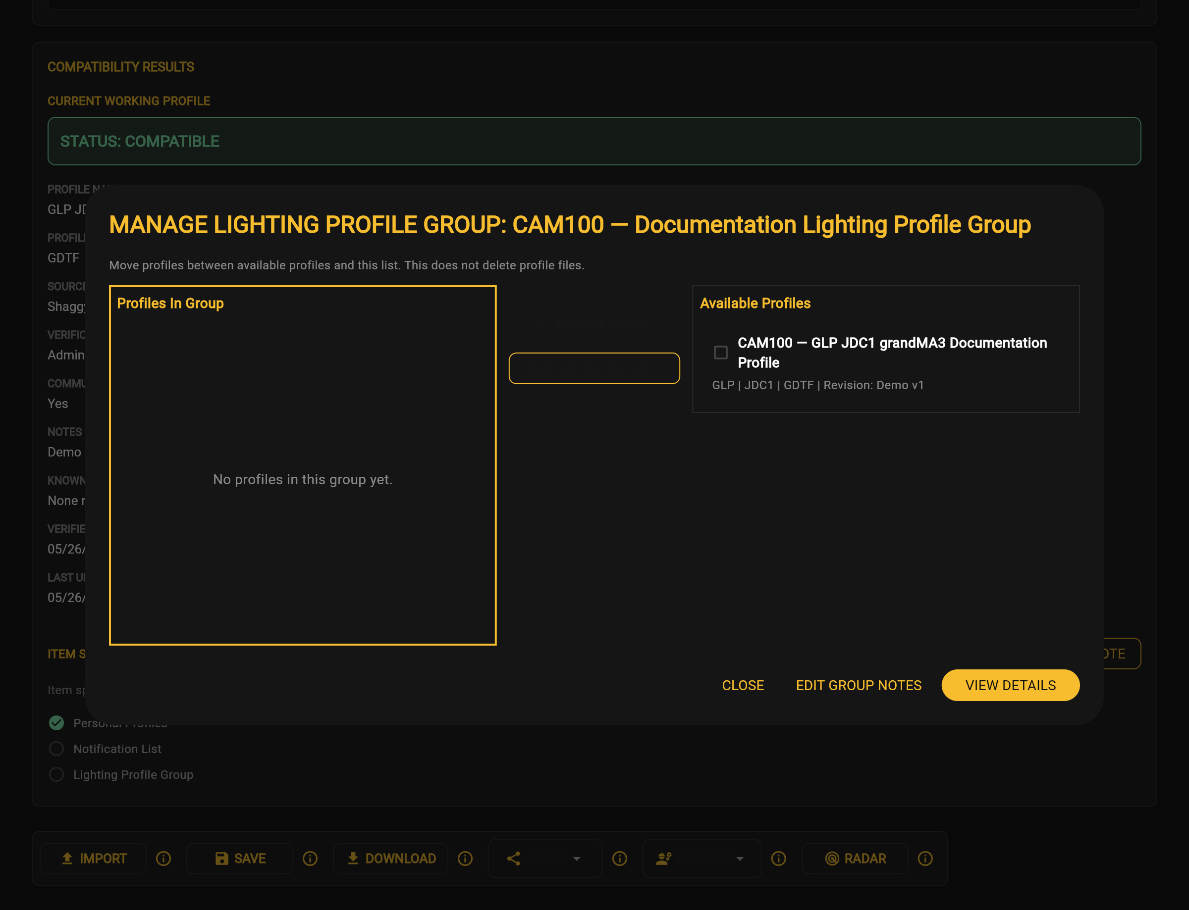 Created empty group
